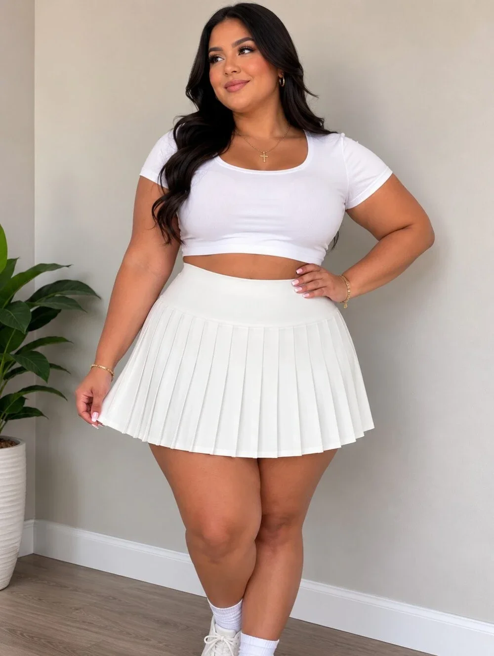 Pleated Mini Skirt - White